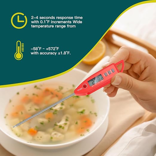 10 Set Digital Food Thermometer Long Probe Instant,Red | Waterproof for Water, Liquid, Candle and Cooking Meat Thermometer Read for Kitchen BBQ Grill Candy