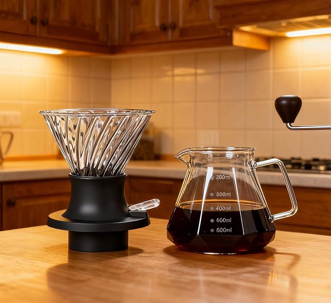 BeeCa Clever Coffee Dripper, All-in-One Coffee Maker Glass Immersion Brewer | One-Switch Control, French Press & Pour Over in One, Beginner-Friendly, 50pcs Paper Filters, Heat Resistant Glass