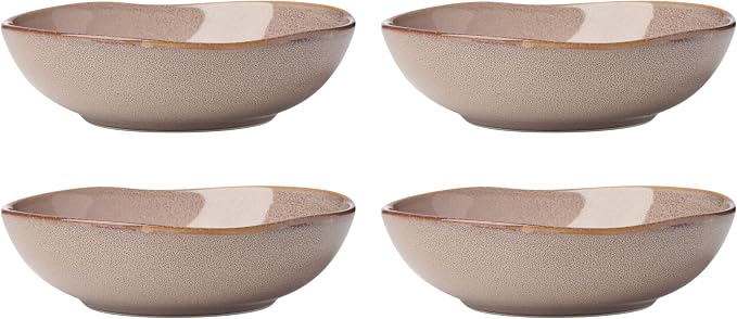 Oneida Organic Shades Clay Stoneware Pasta Bowl Set for 4, 34.5oz | dishwasher safe, microwave safe | kitchen and dining essential | 34.5oz, salad bowls, gift for women