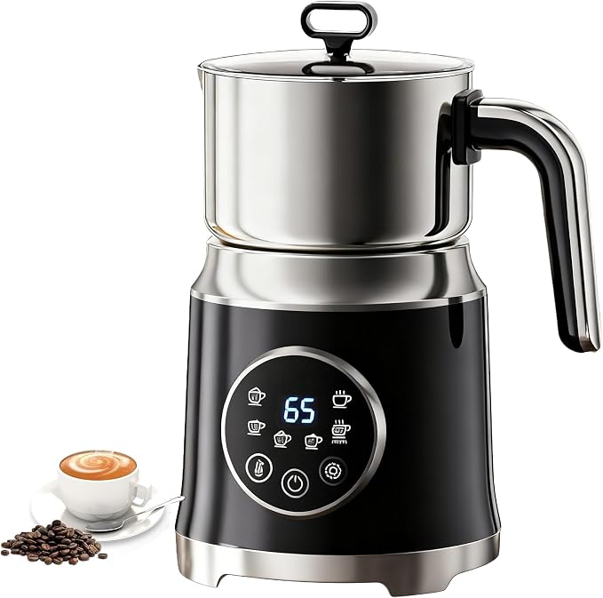 6-in-1 Electric Milk Frother and Steamer, Large Capacity Foam Maker | Detachable Automatic Milk Frother for Hot & Cold Foam, Hot Chocolate Maker, BPA-Free Electric Coffee Drink Mixer