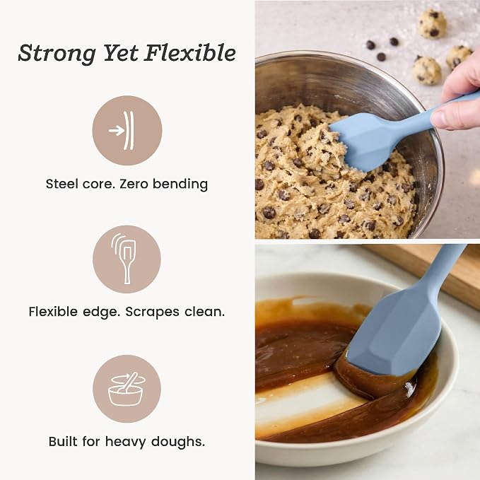 Starpack Flip and Whip Silicone Baking Utensils Set (5-Piece) - LFGB Non Toxic, 600°F Heat Resistant, BPA-Free - Whisk and Rubber Spatula Set with Pastry Brush - Dishwasher Safe, Nonstick Light Blue