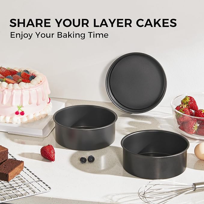 6 Inch Cake Pans for Baking, Round Small Layer Cake Pan Set with 120 Pieces Parchment Paper, Nonstick Circle Cheesecake Tin, 4 Pieces, Heavy Duty - Grey