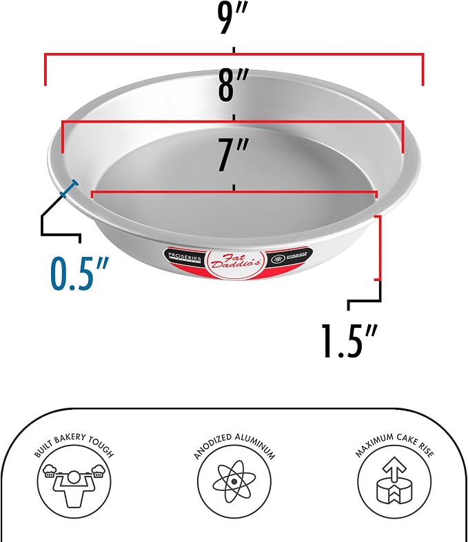 Fat Daddio's PIE-9 Anodized Aluminum Pie Pan, 9 x 1.5 Inch