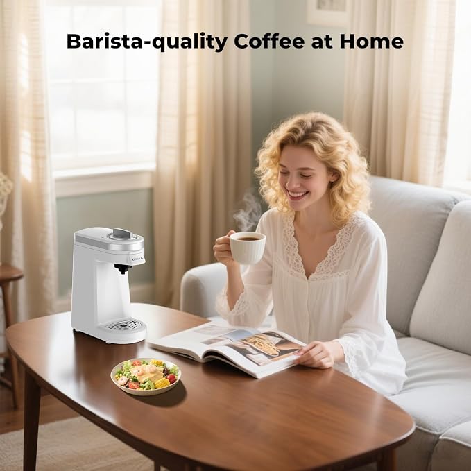 CHULUX Mini Single Serve Coffee Maker, Portable Pod Coffee Machine, White | Fast-Heating Boiler System, Single Cup Brewing, Portable Compact Design, Four-Hole Multi-Stream Needle, Adjustable Drip Tray