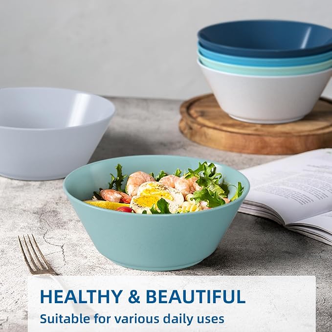 50 Oz Large Cereal Bowls, Unbreakable Wheat Straw Fiber Salad Bowl Sturdy and Stackable Salad Serving Bowls Set, BPA-Free Microwave/Dishwasher Safe, Lightweight for Oatmeal, Snacks , Oatmeal, Snacks