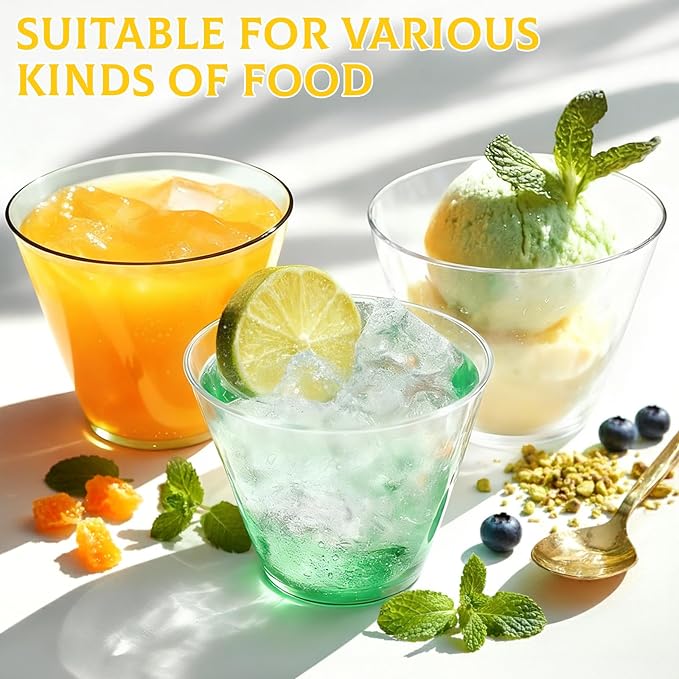 Glowserve 9 OZ Clear Disposable Plastic Cups Cocktail Cup 150 Pack | Fancy Cocktail Cup,Stemless Wine Glass,Wedding Wine Glasses,Graduation Birthday,World Cup,Party Essentials