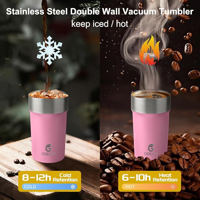 17oz Insulated Travel Coffee Mug, Stainless Steel Cup with Leakproof Lid | 304 Double Wall Vacuum Steel, Long Heat & Cold Retention, 360° Leakproof, BPA-Free Reusable Tumbler, Fits Car Cup Holders