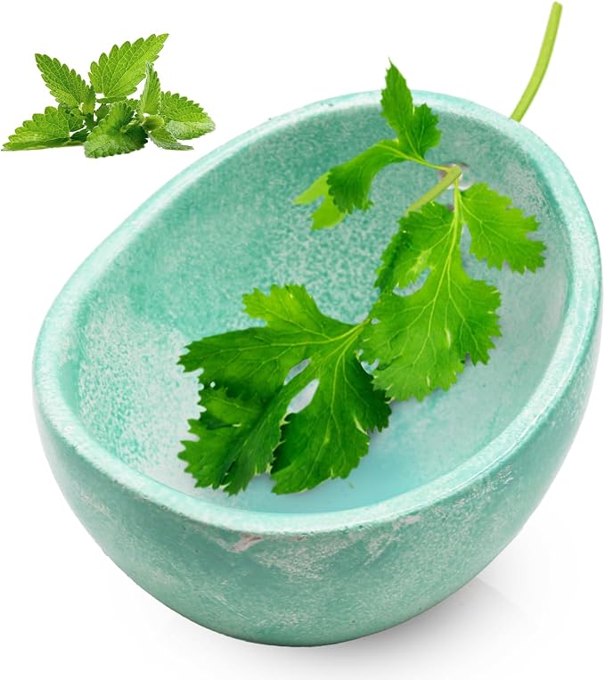 Ceramic Herb Stripper Bowl with 4-Sized Holes for Stripping Herbs Leaves Handmade Herb Peeler for Strips Kale, Thyme, Basil, Pottery Herb Leaf Stripping Bowl (Green)