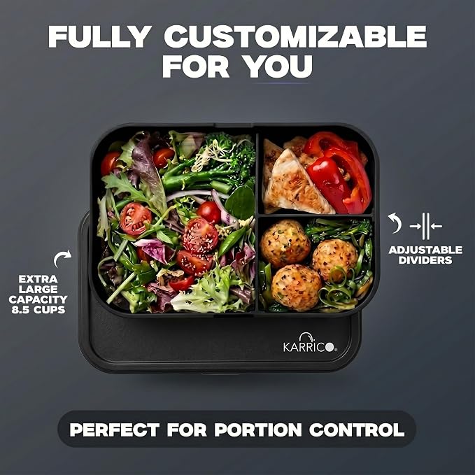 Double Premium Bento Box Adult, 67oz, Stackable, Meal Prep, Black | 67 oz Capacity, Stackable Containers, Leak-Proof Design, Includes Dividers, Great for Meal Prep, Office Lunchbox