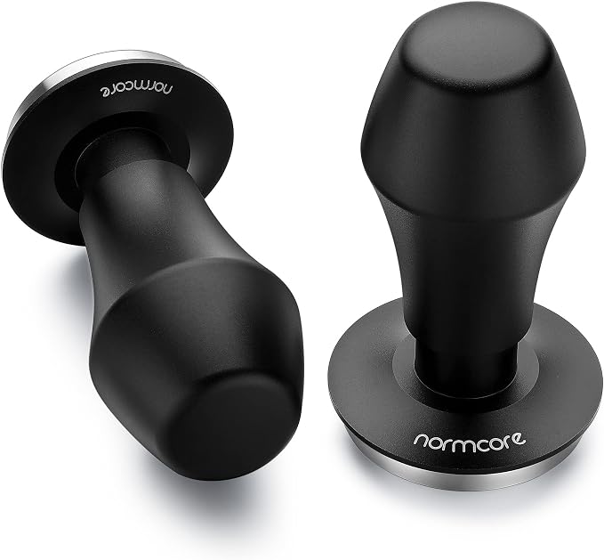 Normcore 58mm Coffee Tamper - V4 Spring-loaded Tamper with Stainless Steel Flat Base - 15lb / 25lb / 30lbs Replacement Springs - Anodized Aluminum Handle and Stand - Fits 58mm Standard Baskets