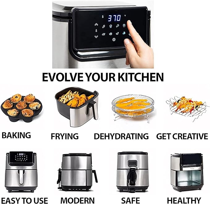 Yedi Evolution Air Fryer 6.8 Qt with Ceramic Basket, Stainless