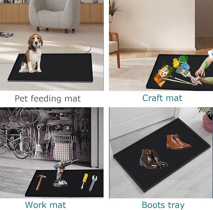 Under Sink Mat 22 x 22, Silicone Under Sink Liner for Kitchen Waterproof Bathroom Cabinet Mat, Black