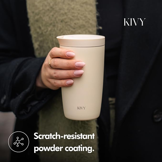 KIVY Travel Coffee Mug Tumbler [24h Cold | 6h Hot] Reusable Insulated Coffee Tumbler Stainless Steel - Spill Proof Coffee Travel Mug - Leakproof 12oz Insulated cup to go - Dishwasher Safe, BPA Free