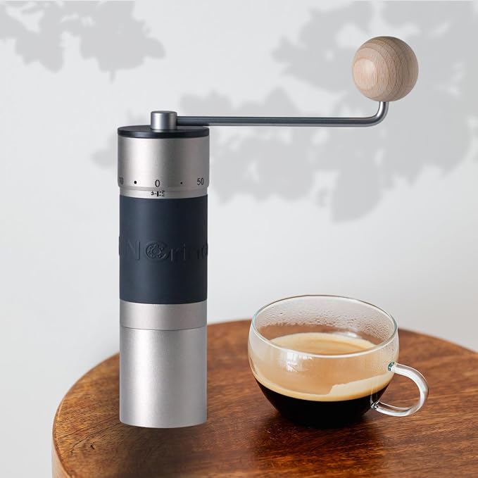 【Sliver】KINGrinder K6 Manual Coffee Grinder Straight Handle Stainless Burr | Supports grind settings for various brewing methods such as pour-over and espresso