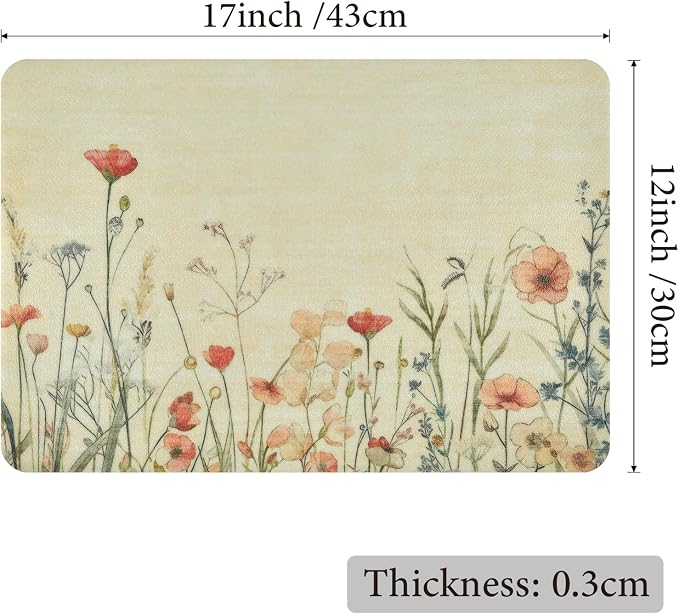 Vinyl Placemats Set of 4-12x17 Inch - Heat Resistant Washable Place Mats Waterproof Non-Slip Wipeable Table Mats for Dining Table Decor, Spring Outdoor Plastic Placemat