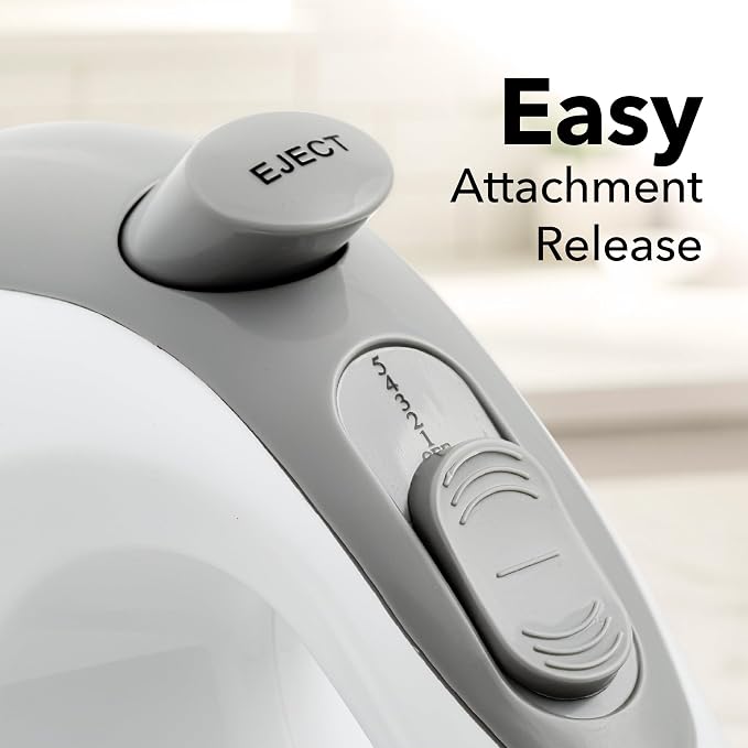 OVENTE 5-Speed Electric Hand Mixer with Storage Case,150W, White HM151W | Stainless Steel Whisks, Compact Portable Design, Lightweight Handheld Mixer for Baking & Cooking