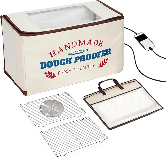 Extra Large Dough Proofing Box50-130°F, 3-Sided Heat 24HTimer | Extra-large foldable proofing box includes 3-sided heat, 50-130°F control, beep alert and storage bag for dough and seedlings