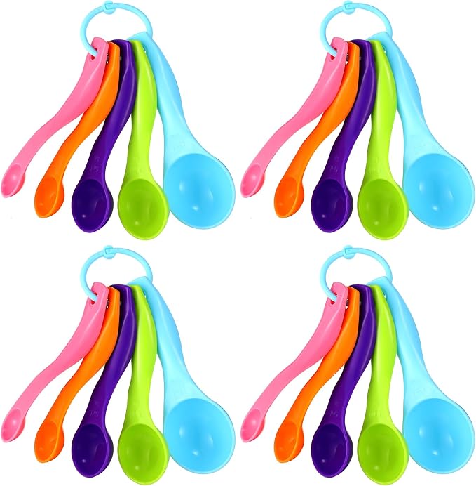 Frienda 20 Pieces Colorful Plastic Measuring Cup Spoons for Kitchen Cooking Baking Dry and Liquid Ingredients