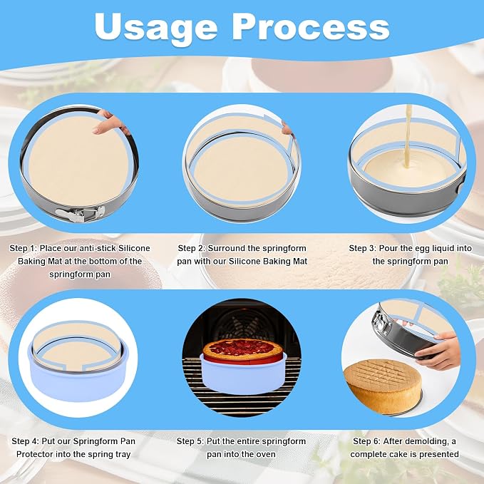 LynxLink Silicone Springform Pan Protector with Baking Mat Set for 9 inch Cheesecake Pan,Baking Pan,Cake pan - Cheesecake Water Bath Protector and Prevent Cake from Sticking to Bottom and Side