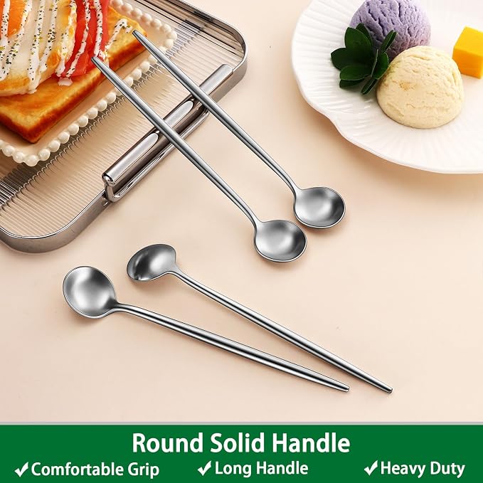 DEHOV 6.7 Inches Coffee Spoons Set,4 Pieces Stainless Steel 18/10 Iced Tea Spoon,Long Handle Coffee Stirring Spoons,Durable Teaspoons,Dishwasher Safe Tea Spoon For Dessert