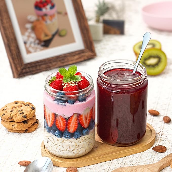 24Pack 12oz Glass Jars with Lids, 350ml Clear Candle Jars for Making Candles, Reusable & Dishwasher Safe Manson Canning Jar Bulk for Jam, Jelly, Honey, Pickles, Spice