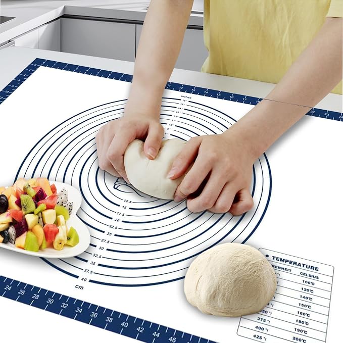 Dough Mat Silicone Baking Mats for Rolling Pastry Kneading Sheet Sourdough Bread Baking Supplies Blue 28x20"0.45mmT