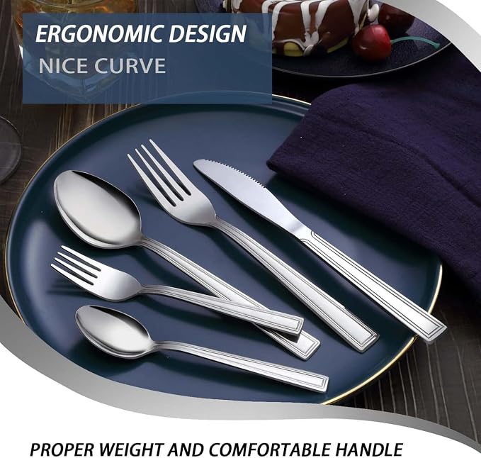 Hunnycook 30-Piece Silverware Set - Stainless Steel Silverware Set for 6, Include Spoons and Forks Set, Mirror Polished, Dishwasher Safe, Cutlery Set for Home Kitchen Restaurant Hotel