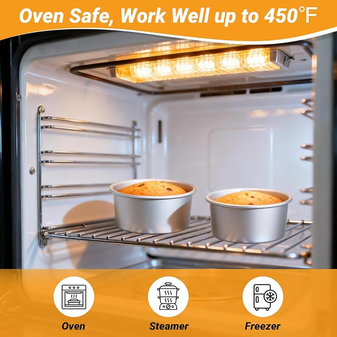 Beasea 6 Inch Cake Pans Set, 3 Pack Aluminum Alloy Round Cheesecake Pan with Removable Bottom, Small Cake Tin Mold for Baking Oven Bakeware