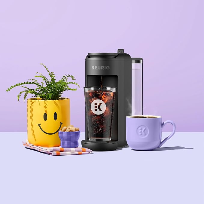 Keurig K-Mini Mate Plus Single-Serve K-Cup Pod Coffee Maker, Compact, 3 Cup Sizes, Brew Over Ice and Strong Button Features, 50 oz Removable Reservoir, Matte Black