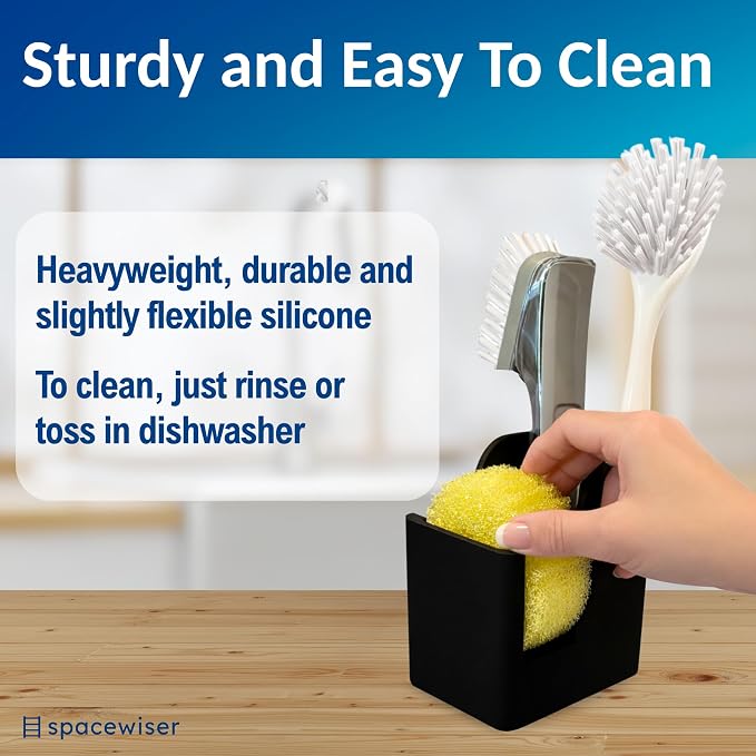 Silicone Sink Caddy – Sponge Dish Brush Holder for Kitchen Sink | Kitchen Sink Organizer, Sink Brush Holder, Sink Sponge Holder for Scrub Daddy, Scrub Mommy, Sponge & Kitchen Brush Holder