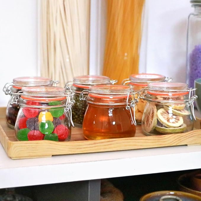 Flrolove 5oz 6pack Small Glass Jars with Airtight Lid, Glass Spice Jars | Mini Glass Food Storage Containers with Lids, Mason Jars for Cereal, Flour, Cookie, Spice, Honey, Herbs, Wedding Favors