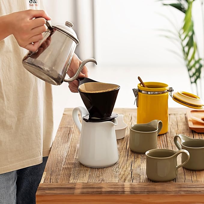 ZERO JAPAN - Bee House Pour Over Coffee Dripper - Ceramic Coffee Maker with Elegant Peek Hole, Drip Cone Brewer Coffee Gifts, Brewing Accessories - Black, Standard Size