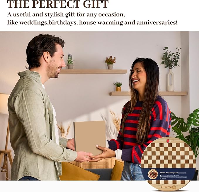 Bamboo Chopping Board, A Chessboard-Patterned Bamboo Chopping Board | Suitable for preparing meals in the kitchen, can be used for meats, vegetables, fruits and cooked food platters