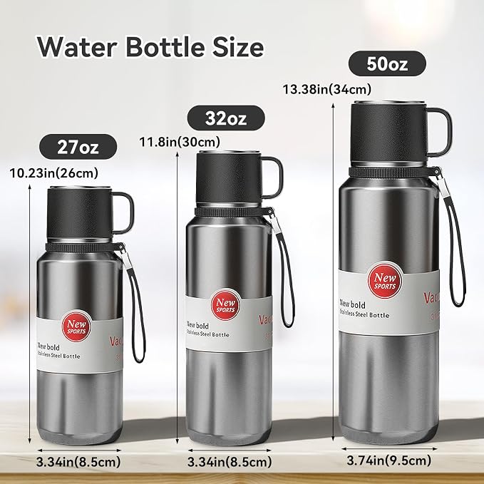 Stainless Steel Insulated Tea Infuser Bottle, Vacuum Insulated Water Bottle, Tea Tumbler with Separate Tea Compartment, 24-Hrs Insulation Commute Travel (Silver,32oz/1000ml)