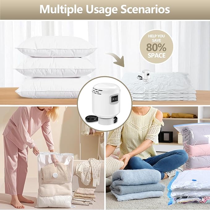 Travel Electric Vacuum Pump for Vacuum Storage Bags, Milky White | Portable Vacpack Air Pump for Compression Clothing Blanket Luggage(Storage Bag Not Included)