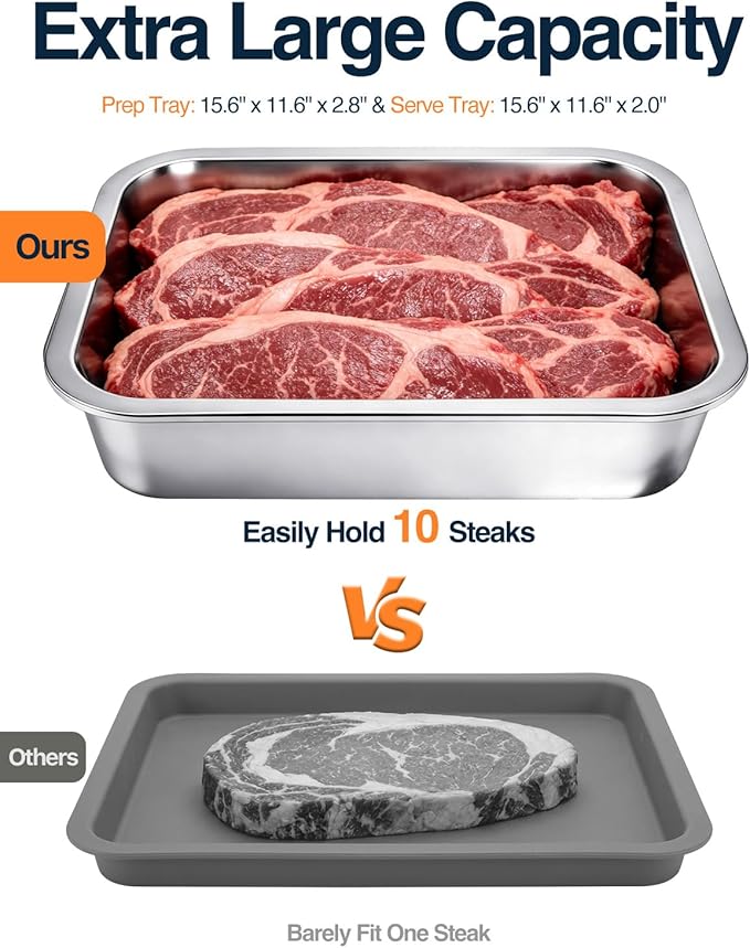 5 in 1 Grill Prep Tray and Carry System, Large Grilling Prep and Serve Trays with Lid and Cutting Board, Deep Meat Marinating Container as BBQ Grilling Gift, Home Series, XL