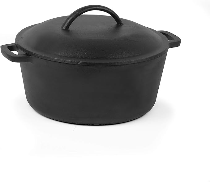 Commercial Chef 5-Qt. Dutch Oven with Lid, Pre-Seasoned Cast Iron, CHFL545 | Integrated Handles, Works on All Cooktops Including Induction, Outdoor Cookware for Campfires or Grills