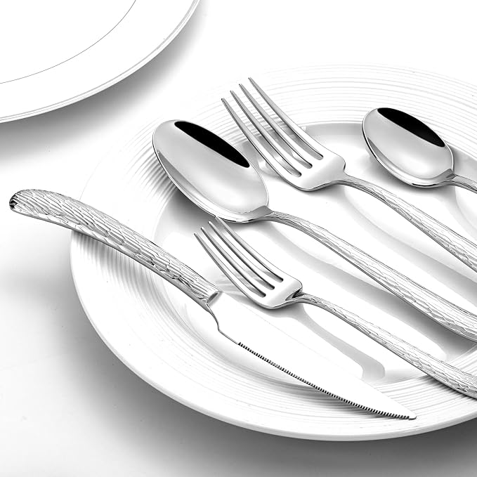 60 Piece Heavy Duty Stainless Steel Silverware Set for 12, Compralo Luxury Mirror Polish Cutlery Set Flatware Set for Formal Dining & Entertaining, Dishwasher Safe for Heavy Use