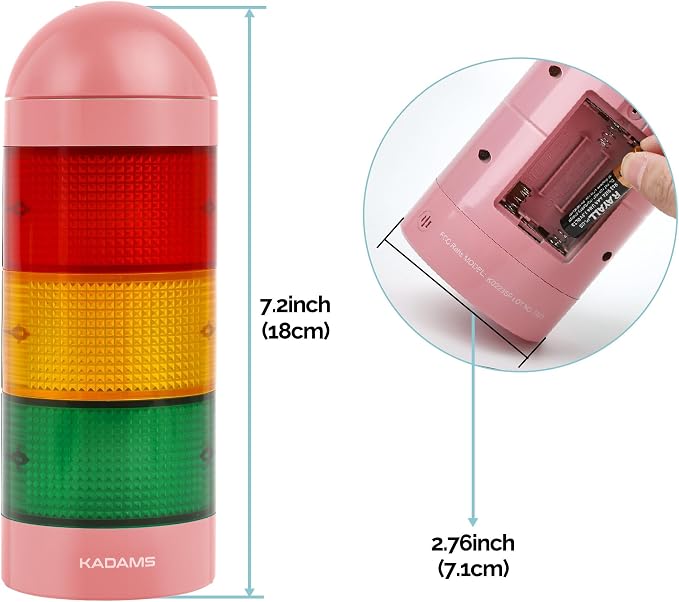 KADAMS Visual Timer for Kids with Pre-Alarm, Traffic Light Countdown Timer for ADHD Toddlers Classroom 24H Digital Timer, 5 Volume Levels Mute Pause Memory for Homework Learning Home Routine