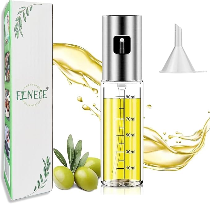 Oil Sprayer for Cooking, 100ml Olive Oil Sprayer Mister for Air Fryers, Oil Spray Bottle, Vinegar Soy Sauce Dispenser, Oil Mister with Stainless Steel Cap, for Baking Roasting Frying Use