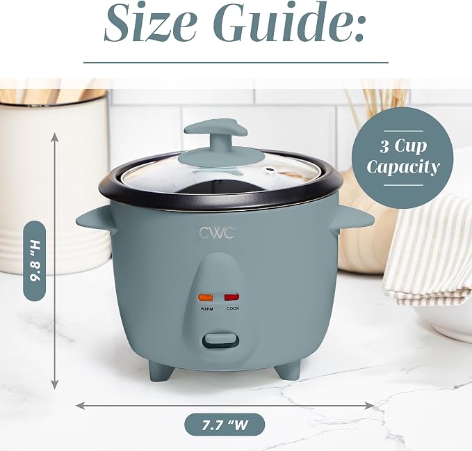 COOK WITH COLOR 6 Cup Rice Cooker 300W - Effortless Cooking and Perfectly, Cooks 3 Cups of Raw Rice for 6 Cups of Cooked Rice, Slate Blue | 300W, Cooks 3 Cups Raw Rice, 6 Cups Cooked Rice, Effortless Cooking
