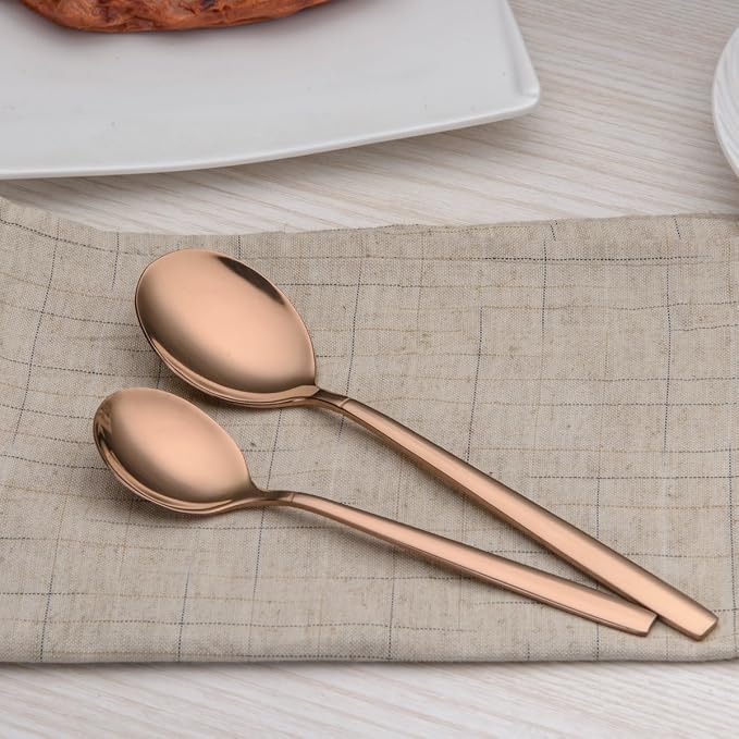 Berglander 20 Piece Titanium Rose Gold Plated Stainless Steel Flatware Set, 20 Pieces Silverware Set, Copper Color Cutlery Sets, Service for 4 (shiny Copper)