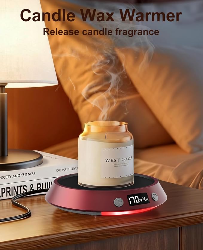 Kepwam Mug Warmer for Desk, Coffee Warmer with 3 Temp Settings & 2-9H Timer | 50W Fast Heating Beverage, LED Digital Display, Works for Coffee Mugs & Candle Jars, Multifunctional Gift fo Home & Office