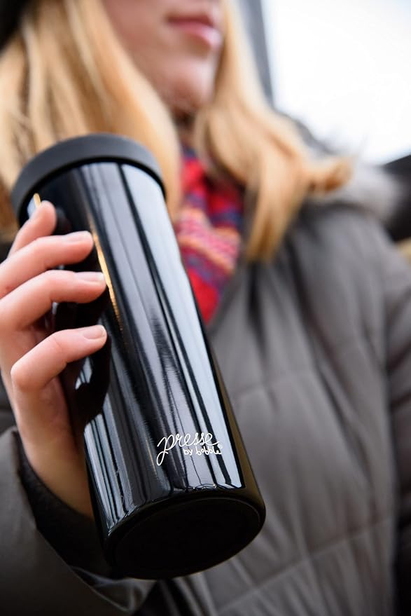 bobble French Coffee Press Triple Wall Insulated Travel Mug 14 oz Black | Yes