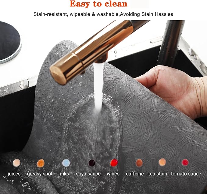 Gray Vinyl Placemats Set of 6 Waterproof Wipeable Table Mats | Heat Resistant Easy Clean Place Mats Faux Leather Table Mats Washable PVC Table Placemats for Dining Table