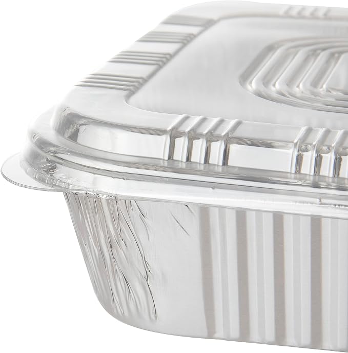 20 Pack Disposable Aluminum Pans with Clear Lids, 8x8 Foil Baking Pan | Heavy Duty Aluminum Foil Pans with lids, Disposable Cake Pans Containers for Baking, Cooking, Heating