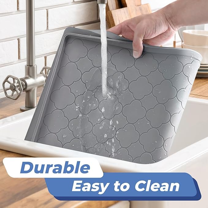 Jin&Bao Under Sink Mat 22" x 22" Waterproof Silicone Cabinet Kitchen Liner | Silicone under kitchen sink mat,cabinet protector,bathroom shelf liner,raised edge,anti-slip,easy to clean & dishwasher safe
