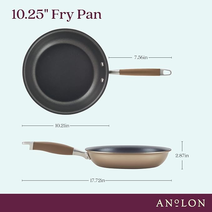Anolon Advanced Home Hard-Anodized Nonstick Skillet, 10.25-Inch | Premium Non Stick Frying Pan, Oven Safe to 400°F, Durable Everyday Cooking, in Bronze