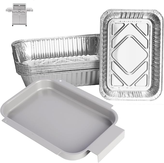 Universal Grease Tray for Most Monument Grills & 10 PCS Drip Pan Liners | Fits Monument 24633 24367 13762 35633 41847NG 14633 25392 17842 Grills replacement parts, Heatproof & easy clean 9.5x6.6"