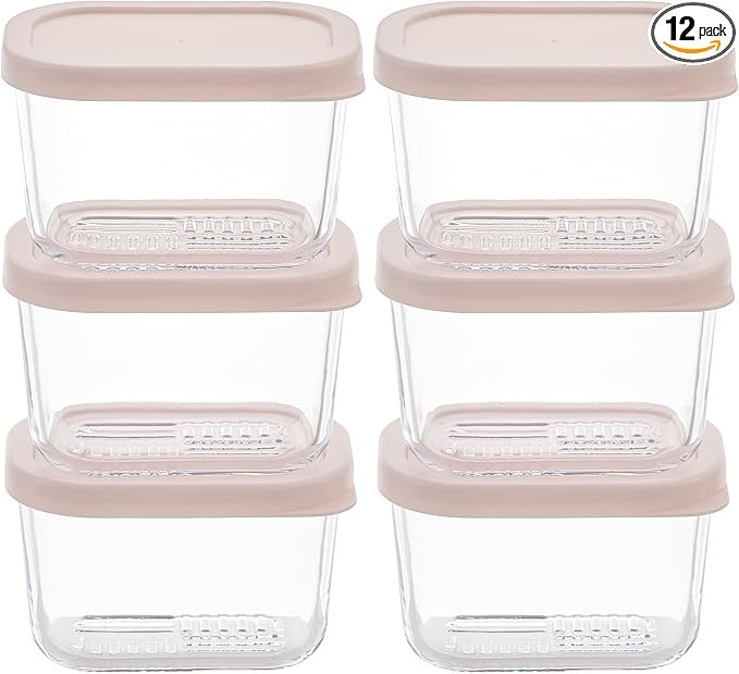 Glass Food Storage Containers with Lids — 12 Piece — 10.5 oz Glass with BPA-Free Leakproof Stackable Lids — Microwave, Oven & Dishwasher Safe — Ideal for Meal Prep & More - Berry Blush